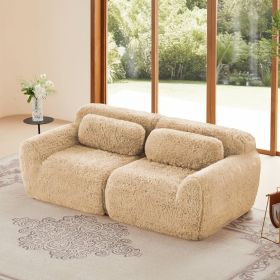 2-seater Modular Sectional Sofa Couches,Soft Fluffy Plush Fabric Bottom Anti-Slip Design,32D High Density Sponge,No Assembly Required Ergonomic D
