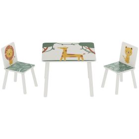 3-Piece Kids Toddler Table and Chair Set Furniture for Boys and Girls Aged 3-8, Bedroom, Nursery, Playroom, Green
