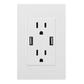 USB Wall Outlet Dual 2.4A USB Wall Charger High Speed Duplex Wall Socket US Standard (Option: White)