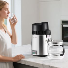 6L Water Distiller Home Countertop Purifier Machine 900W Stainless Steel Glass (Option: silver)