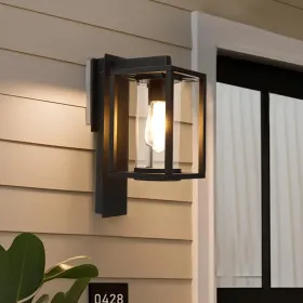 Outdoor Wall Light With Motion Sensor,Dusk To Dawn Pure Aluminum Wall Mount Lamp (Option: Black)
