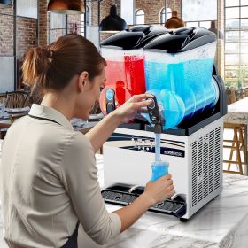 Commercial Slushy Machine 15Lx2 Tank Margarita Smoothie Frozen Drink Maker (Option: silver)