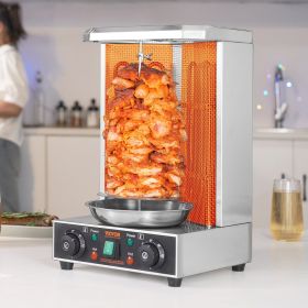 Shawarma Grill Machine, 13 Lbs Capacity, Chicken Shawarma Cooker Machine With 2 Burners, Electric Vertical Broiler Gyro Rotisserie Oven Doner Keb (Option: silver)
