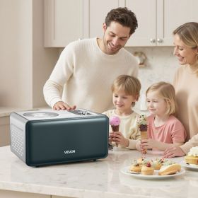 1.5 QT Automatic Ice Cream Maker With Built-in Compressor No Pre-freezing (Option: Black)