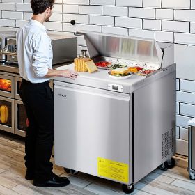 Commercial Refrigerated Sandwich Prep Worktable Stainless Steel Single Door (Option: silver)