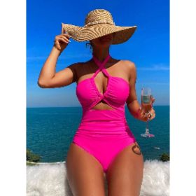 Womens One Piece Swimsuit Tummy Control Bathing Suit Sexy V Neck Cutout Swimsuits Push Up Swimwear 2025 (Option: s)