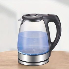 Electric Kettle With Stainless Steel Filter And Inner Lid, 1200W Wide Opening 1.7L Glass Tea Kettle & Hot Water Boiler Black (Option: W13532858)